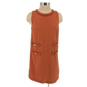 Entro 60s Retro Shift Dress Terracotta Sleeveless Zip Back Old Money Medium